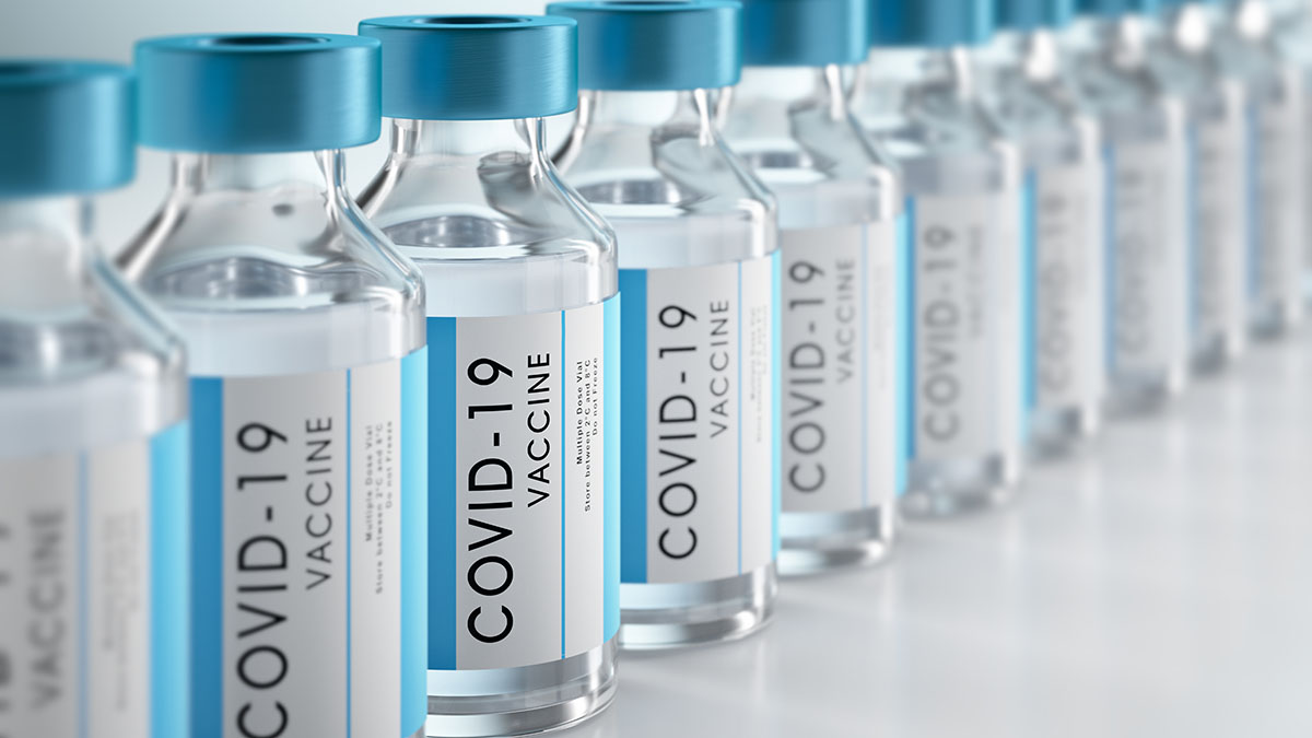 Row of COVID-19 Vaccine vials