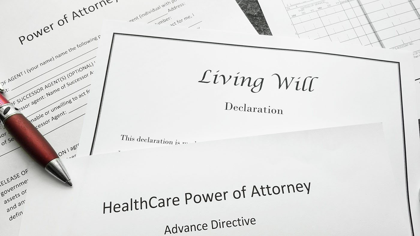 Advance directive and legal papers for estate planning